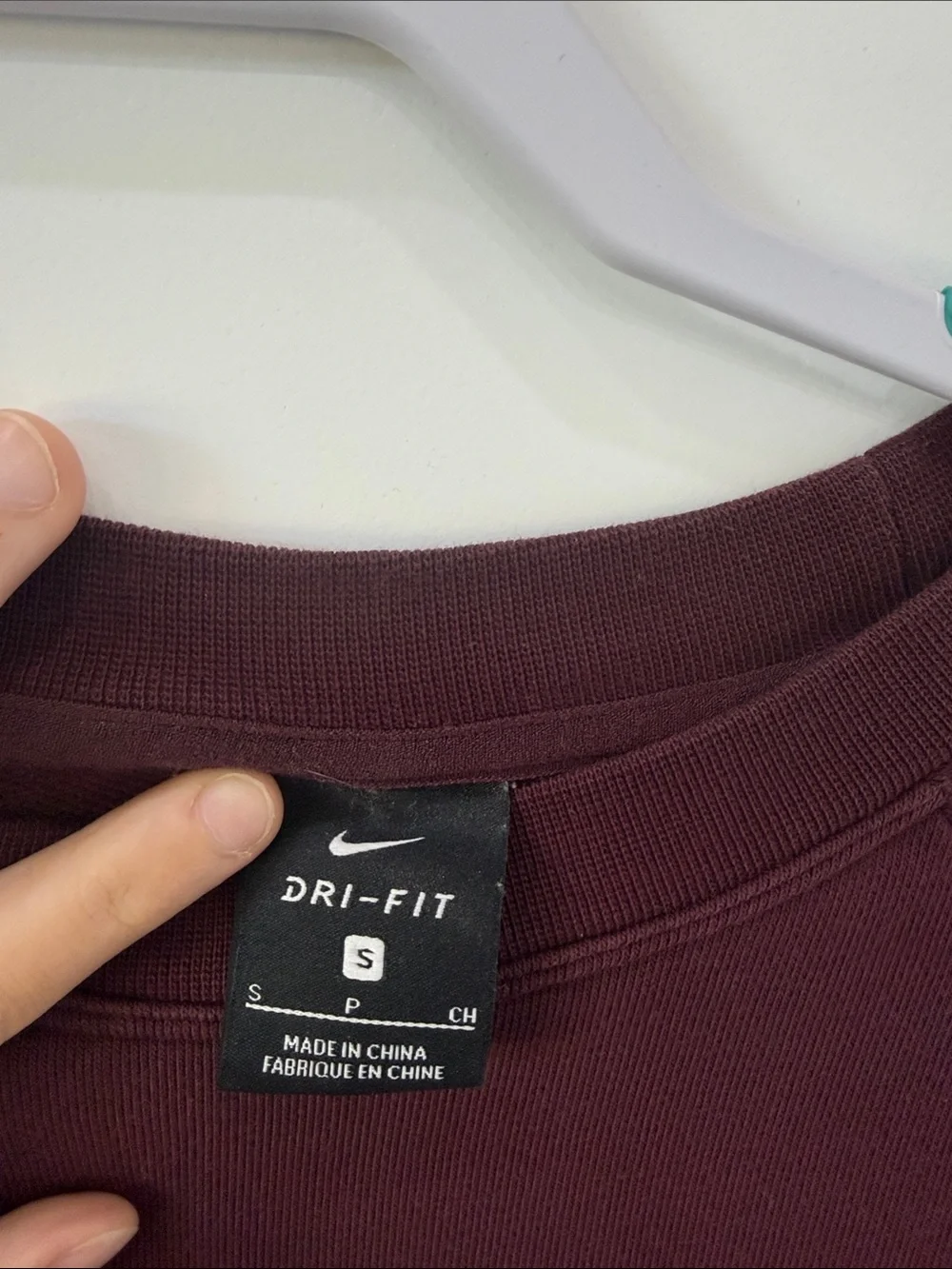 Nike Women's Maroon Embossed Logo Cropped Sweatshirt